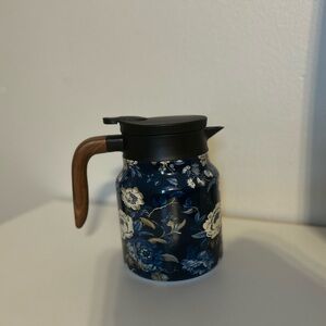 Amazon Floral Blue Thermos with Black Lid